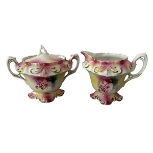 RS Prussia Porcelain Tea Articles Sugar Bowl Creamer Set Rare 19th 20th Century - Picture 1 of 21