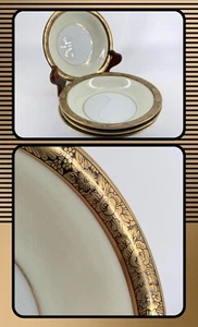 4 Noritake Goldkin 5 5/8” Fruit Bowl 5675 Gold Black Flower Art Nouveau MCM - Picture 1 of 8