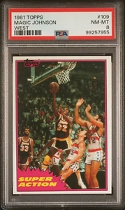 1981-82 MAGIC JOHNSON West PSA 8 Topps #109 Card NM-MT Certif 99257955 LA Lakers - Foto 1 di 2