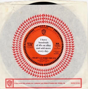 Petula Clark 45 rpm "I Couldn't Live Without Your Love" on Warner Bros. Records - Picture 1 of 2