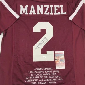 Autographed/Signed Johnny Manziel Texas A&M Maroon Stat College Jersey JSA COA - Picture 1 of 4
