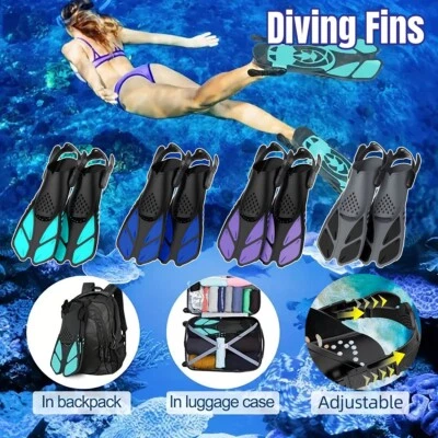 Adjustable Diving Flippers Swim Fins for Snorkeling Freestyle Training Gear AU - image 1 of 4