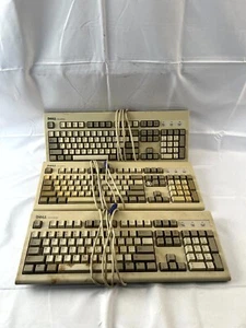 Lot 3 Vintage Dell Quickey Wired PS/2 QWERTY Standard Keyboard Beige - UNTESTED - Picture 1 of 10