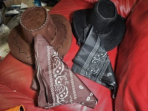 20 Pcs Cowboy Hat Bandana Set Brown Black Costume Party - Picture 1 of 3