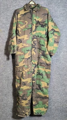 Vintage Woodland Camouflage Men's Saftbak Insulated Overalls Hunting Camo Size L - Image 1 of 4
