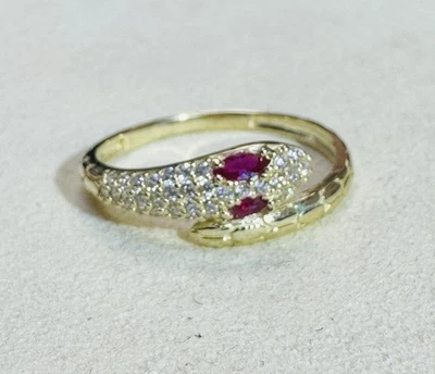 纯 10K 黄金铺面 Sanke 戒指 尺寸 8.25 — 第 1/4 张图片