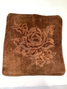 Vintage Fieldcrest Washcloth Sculpted Flowers Brown 70s - Picture 1 of 4