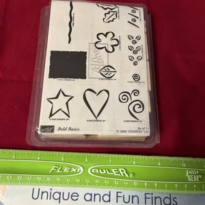 Bold Basics 10 Pc - Stampin’ Up Wooden Stamp Set [2002] - Picture 1 of 3