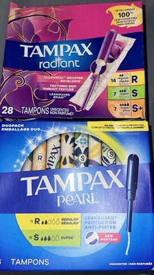 Tampax Tamponi Perlati e Radianti Applicatore Plastica Senza Profumo 62 R,S,S+ Nuovo - Immagine 1 di 2