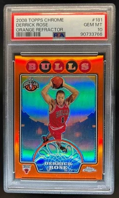 2008-09 Topps cromo Derrick Rose refractor naranja RC #263/499 Bulls PSA 10 Foto 1 de 2