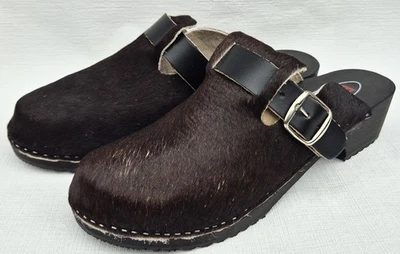 HOLZ CLOGS - Pantolette Gr.45 SCHWARZ, Echt Leder- Kuhfell  - mit klein Fehler - Bild 1 von 4