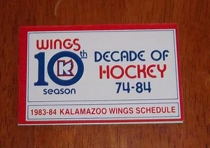 kalamazoo wings pocket schedule  1983-84 - Picture 1 of 1