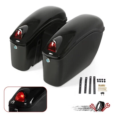 Motorcycle Universal Luggage Hard Saddle Bags For Harley Honda Yamaha Cruiser - Image 1 of 4