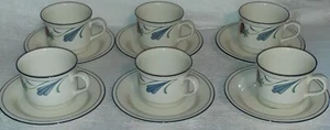 Lenox Poppies on Blue Lot of 6 Cups with Saucers - Picture 1 of 5