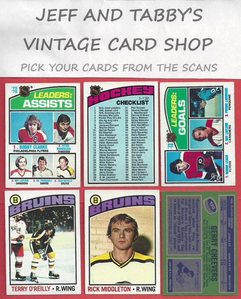 1976-77 TOPPS HOCKEY # 136 to # 264/SEE DROP DOWN MENU FOR CARD YOU WILL RECEIVE - Image 1 of 4