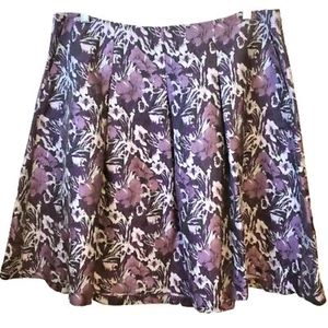 Lane Bryant A-Line Skirt Floral Purple Black Brocade Flower Pleated Plus Size 18 - Picture 1 of 7