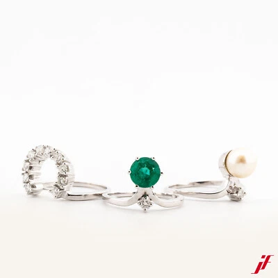 Ring 3er Set 585/14K Weißgold mit Besatz einzeln o. in Kombination tragbar TOP - Bild 1 von 4