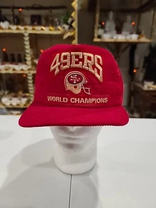 New Era USA Made 49ers World Champions Corduroy Red Snapback Vintage Hat - Picture 1 of 8