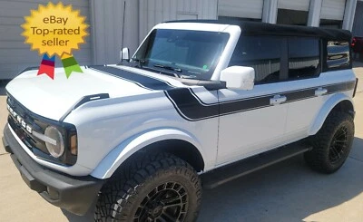 2021 22 23 2024 FORD BRONCO Retro Vinyl Graphic  stripe MATTE BLACK  3M VINYL - Image 1 of 4