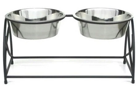 Cuencos dobles elevados con mariposa PetsStop para perros en soporte de hierro forjado, elige el tamaño Foto 1 de 1