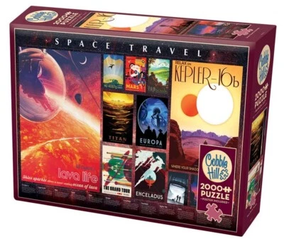 Space Travel Posters 2000 Piece Jigsaw Puzzle Cobble Hill New - Image 1 of 2