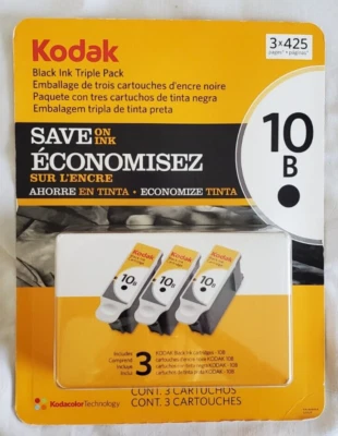 Paquete de 3 cartuchos de tinta negros OEM Kodak 10B Foto 1 de 4