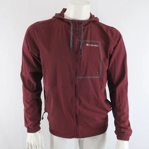 Columbia Long Sleeve Full Zip Drawstring Hooded Windbreaker Jacket Mens S Maroon - Picture 1 of 8