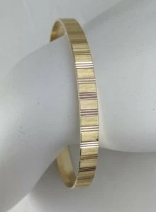 14K Gelbgold 6mm Armreif Armband satiniert poliert strukturiert gestreift 12,44gm SAK - Bild 1 von 7