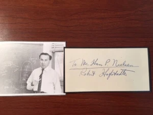 ROBERT HOFSTADTER SIGNED SLIP, 1961 NOBEL PRIZE IN PHYSICS, STANFORD UNIVERSITY - Picture 1 of 2