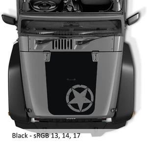JK Distressed Military Star Hood Vinyl Decal Graphic v2 for Wrangler 2007-2016 - Foto 1 di 9
