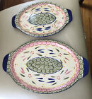 Set Of 2 Temptations Old World Platters / Trays/ Trivets Ceramic 13.5” & 10.5”