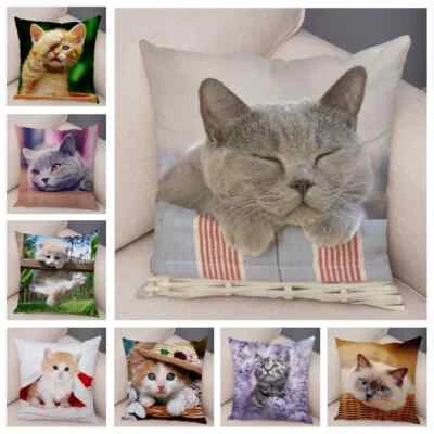 Cute Pet Animal Print Pillowcase Funny Cat Decoration Car Sofa Cushion Cover - Image 1 of 4