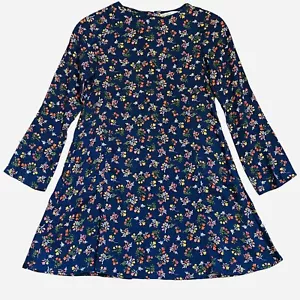 Abito Zara bambina blu navy stampa floreale aderente e svasato casual manica lunga tg 9/10 - Foto 1 di 7
