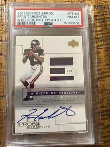 Vikings Fran Tarkenton HOF Legend Autographed Triple Jersey Card, PSA 8! - Picture 1 of 2