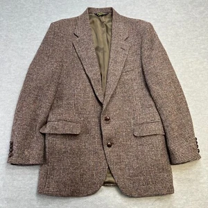 Vintage Harris Tweed Blazer Mens 40 Brown Wool Sport Coat Jacket Brooke Deane - Picture 1 of 19