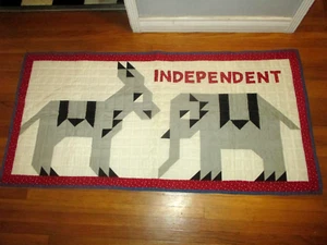 VTG 3 PARTY POLITICS POLITICAL 23" X 46" QUILT REPUBLICAN/DEMOCRAT/INDEPENDENT - Picture 1 of 12
