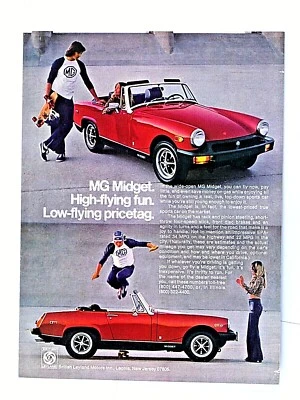 1977 MG Midget Convertible Red Vintage Skateboard High Flying Original Print Ad  - Image 1 of 4