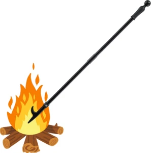 46" Fireplace Poker Camping Fire Pit Outdoor Campfire Tools Accessories Black - Picture 1 of 6