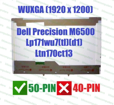 DELL PRECISION M6500 LTN170CT13 LAPTOP LED LCD Screen ULTRASHARP 17" WUXGA - Image 1 of 4