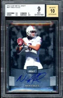 Nick Foles Rookie Card 2012 Leaf Metal Draft #NF1 BGS 9 (9.5 9 9.5 8.5) - Image 1 of 2