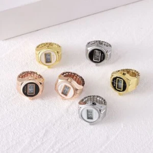 Retro Ring Watch Quartz Elastic Rings Fashion Digital Couple Watch Ring Men - Picture 1 of 12