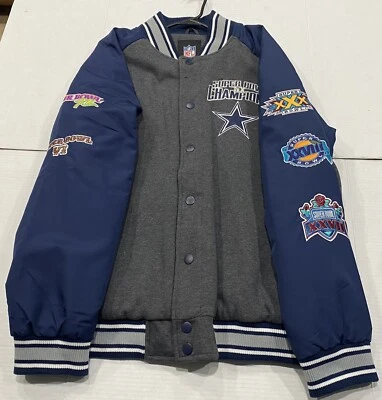 Chaqueta Universitaria Dallas Cowboys NFL Super Bowl Champions Para Hombre Talla XL Azul Marino Foto 1 de 4