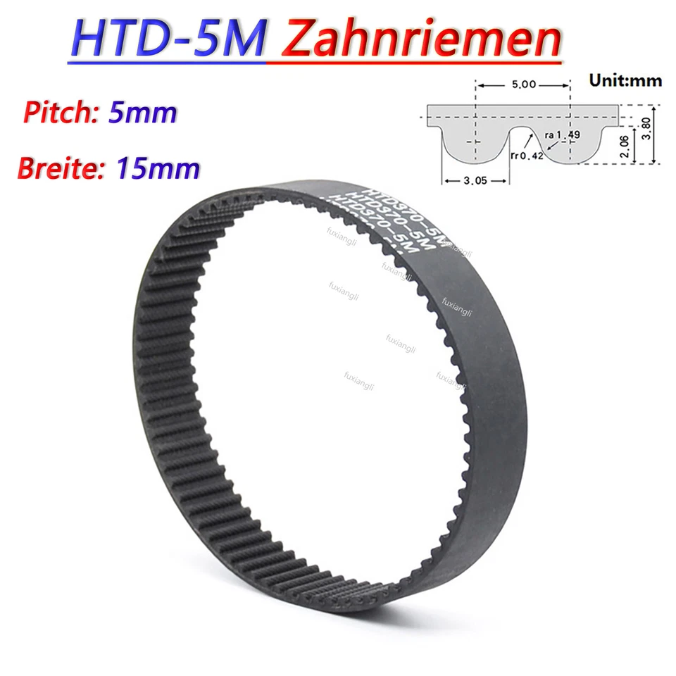 MARKENLOS HTD-5M Zahnriemen 170-3750 Geschlossener CNC Antriebsriemen Breite 15mm Pitch5mm