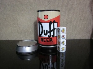 Vintage The Simpsons Duff Beer Can Empty Canister Compartment w/ 4 Dice (D) - Picture 1 of 8