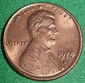 1974 S Lincoln Memorial Cent Penny - AU RED Collector's Coin US Coins 1c - Picture 1 of 2