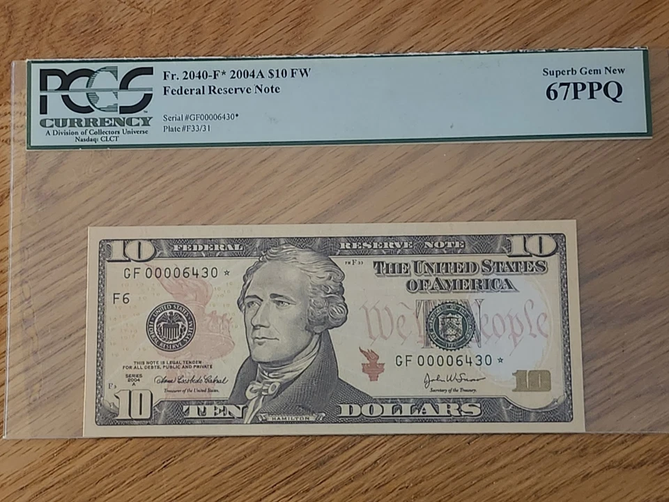2004 A $10 ATLANTA STAR NOTE CERTIFIED PCGS 67PPQ ONLY 9600 MINTED - Image 1 of 4