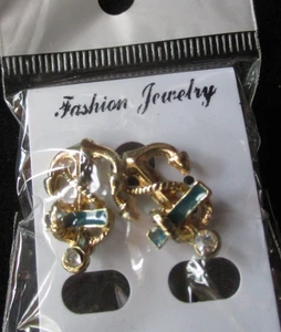 Fashion Jewelry New in Sealed Bag Goldtone Blue  Anchor Earrings. Gift Box - Picture 1 of 3