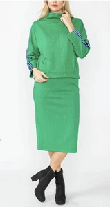 NWT IC Collection Textured Top And Matching Skirt Set in Green Size XXL - Picture 1 of 22