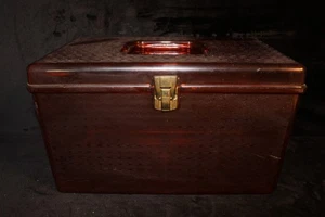 Vintage WIL-HOLD Wilson Plastic Amber/Orange Sewing Box - Picture 1 of 10