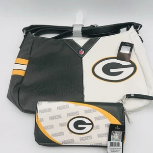 NFL Green Bay Packers Cartera Guijarro Dividido Hobo Y Cartera Muñequera Nuevo Con Etiquetas - Imagen 1 de 9